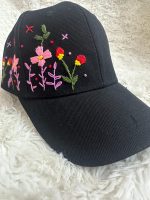 Black floral cap