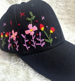 Black floral cap
