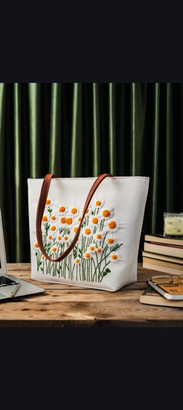 Daisy Floral Hand Embroidered Bag
