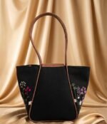 Side flower Hand Embroidered Bag.