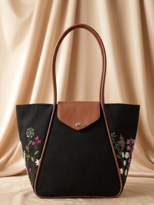 Side flower Hand Embroidered Bag.
