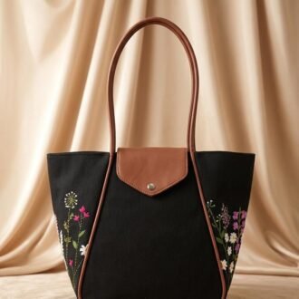 Side flower Hand Embroidered Bag.